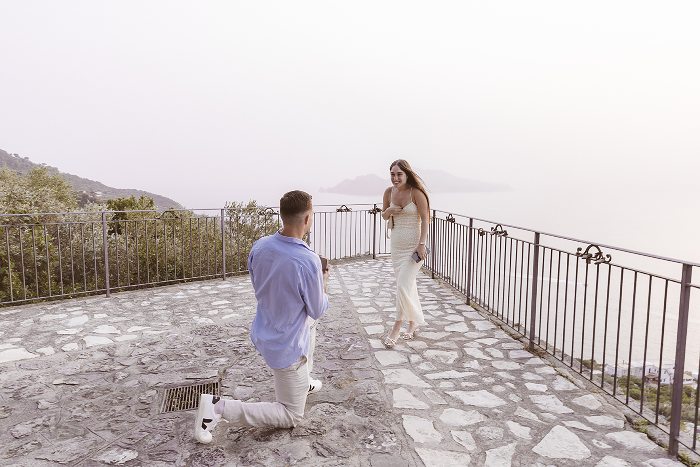 a truly romantic proposal in sorrento with splendid view of Capri